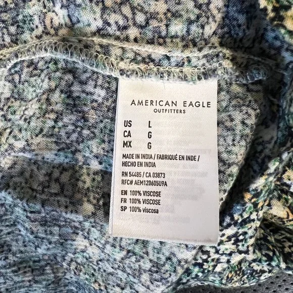 AMERICAN EAGLE Blue Floral Button Down Maxi Sleeveless Dress (L) - Picture 12 of 15